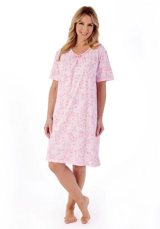 Slenderella Floral Vine Night Dress, PinkLace Dress