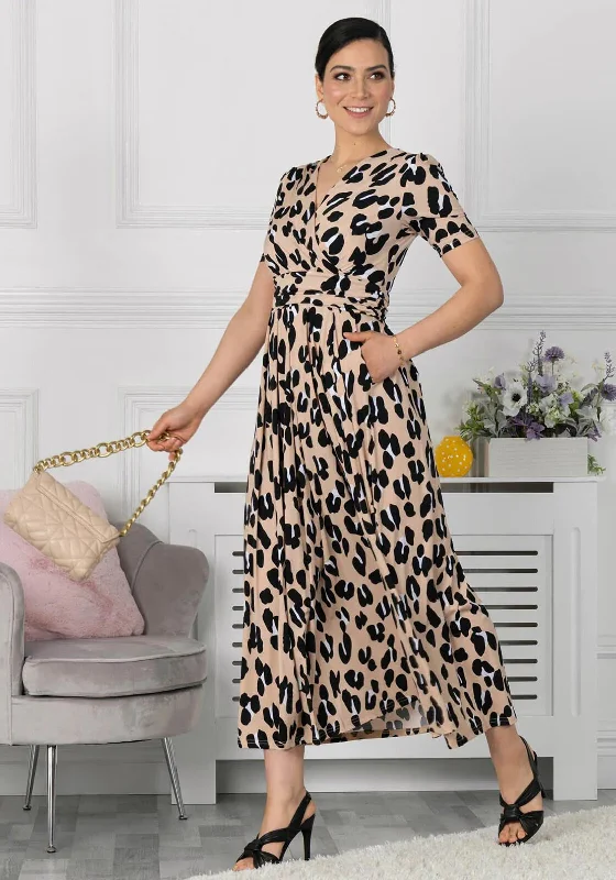 Jolie Moi Kiera Animal Print Maxi Dress, CamelUtility Dress