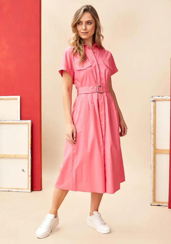 Kate Cooper Belted Shirt Midi Dress, PinkBridal Dress