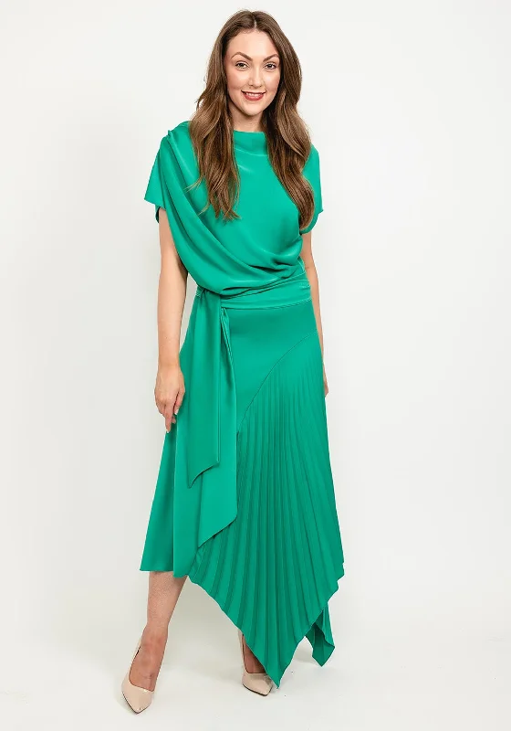 Kevan Jon Mila Pleat Drape Maxi Dress, EmeraldWedding Dress