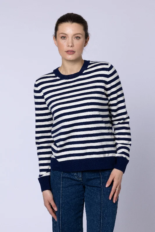 Camille Striped Jumper (Navy Ivory)Knitted Long Sleeve