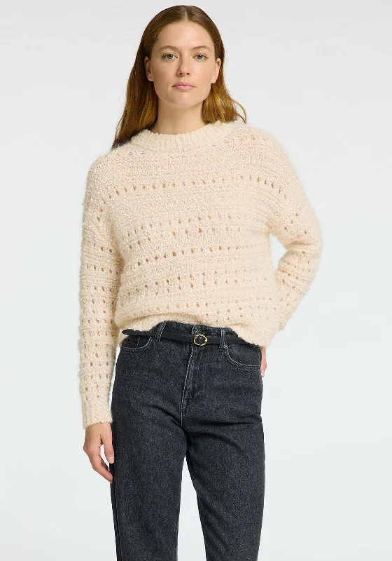 Selected Femme Alfi Knit Jumper, CreamKnitted Hooded