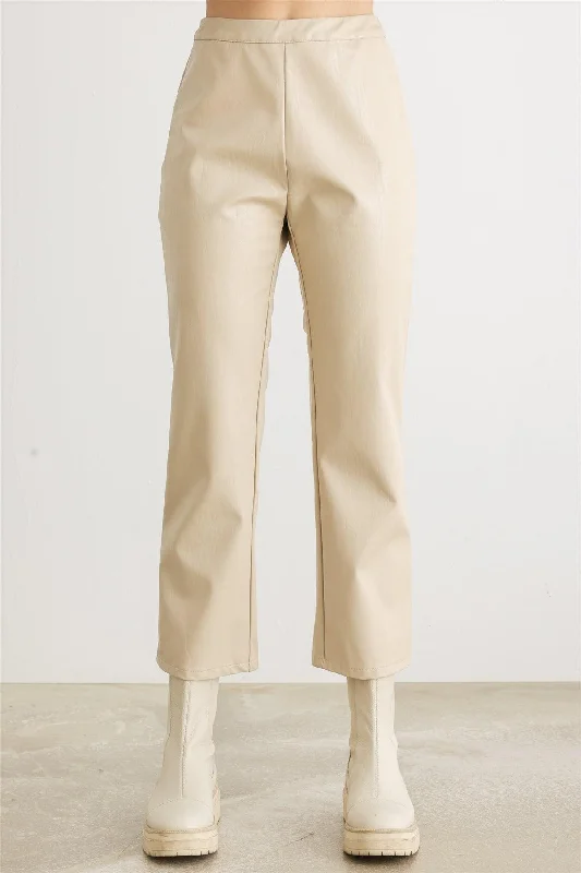 SkortsCream Faux Leather High Waist Pants /1-2-2