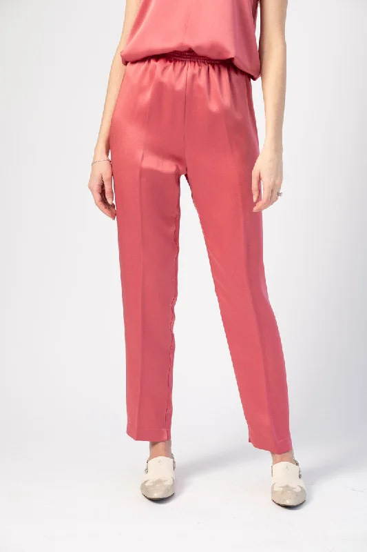 Rain PantsEnvers Satin Crepe Elasticated Pants in Hibiscus