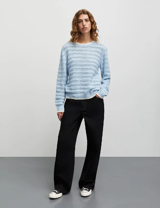 Tight Cotton Ingrid Knit, Cashmere Blue/Vanilla IceKnit Patterned