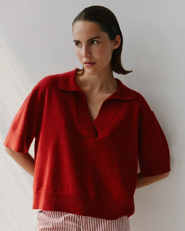 AMALYSW BLOUSE - RedKnitted Ribbed