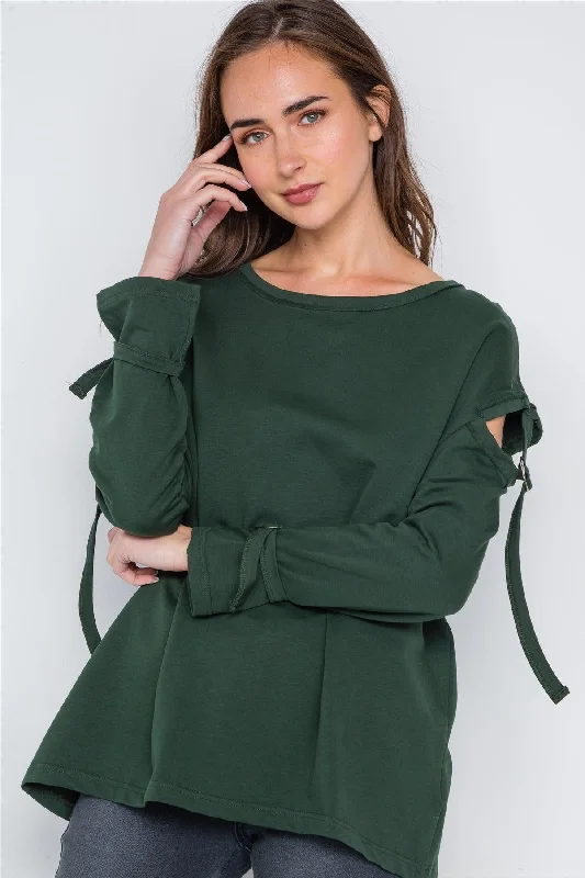 Hunter Green Long Sleeve Cut-Out Sweater /3-3