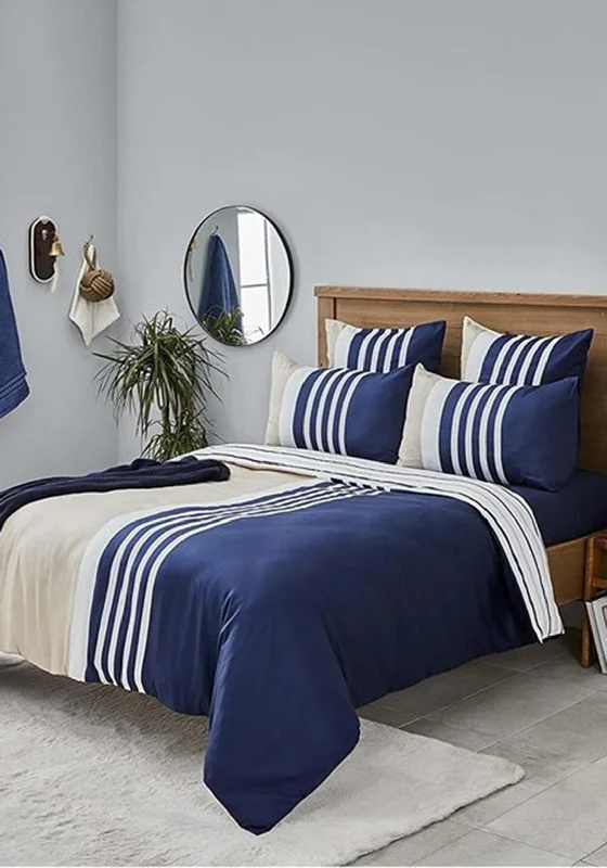 Nautica Home Aport Duvet Cover Set, Cream & Navy