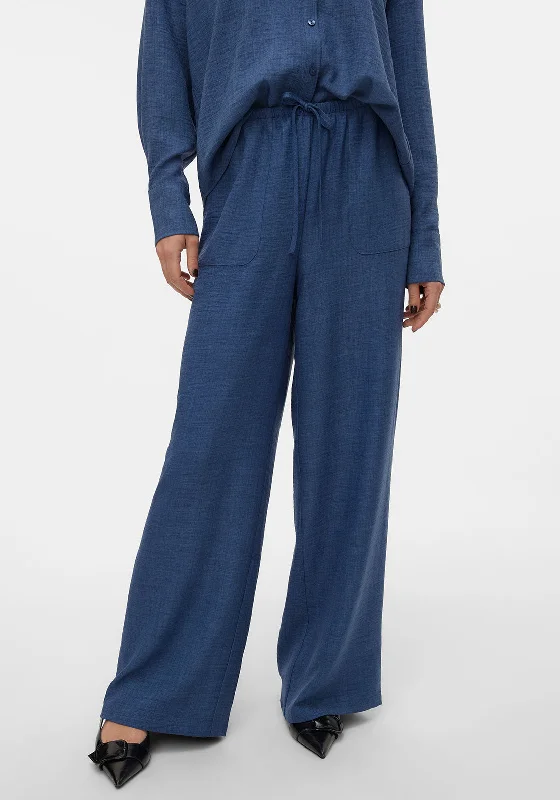 Cowboy moviesVero Moda Melaney Relaxed Wide Leg Trousers, Denim Blue