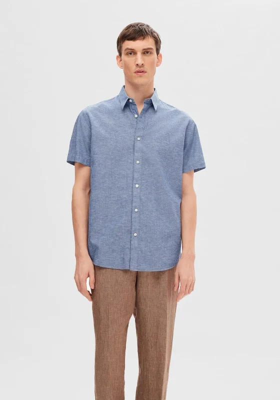 UniqloSelected Homme New Linen Shirt, Medium Blue Denim