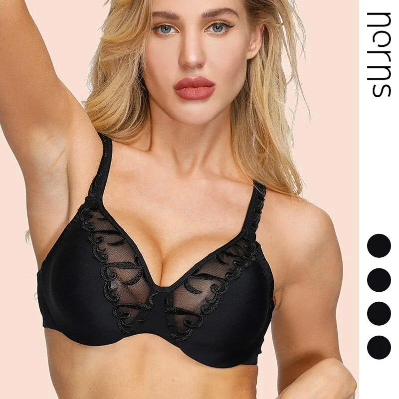 New Trending Transparent Sexy Embroidered Lace Bra - Big Chest Show Small Bra (TSB3)(TSB2)Athletic Shirts