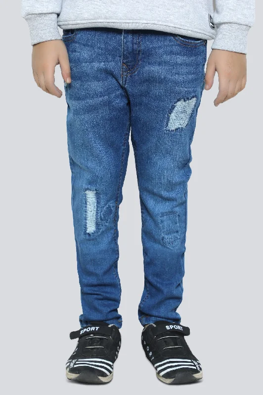 Denim washingMedium Blue Slim Fit Denim Jeans