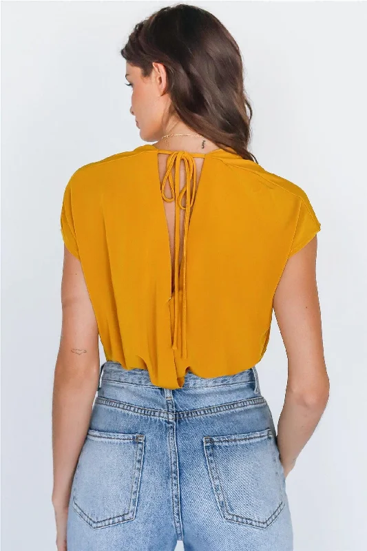 Mustard Wrap V-Neck Open Back Bodysuit /2-2VNeckTopStrata