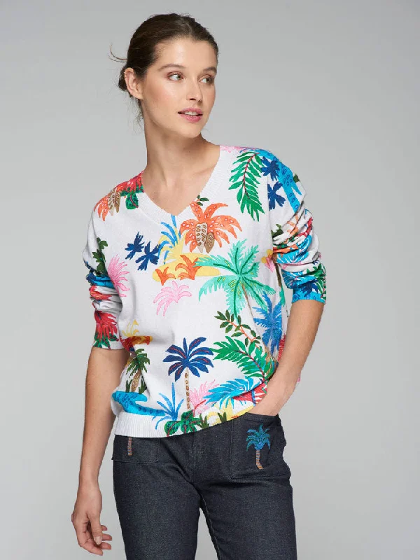 Vilagallo Thin Knit Palm Tree PrintKnitted Solid