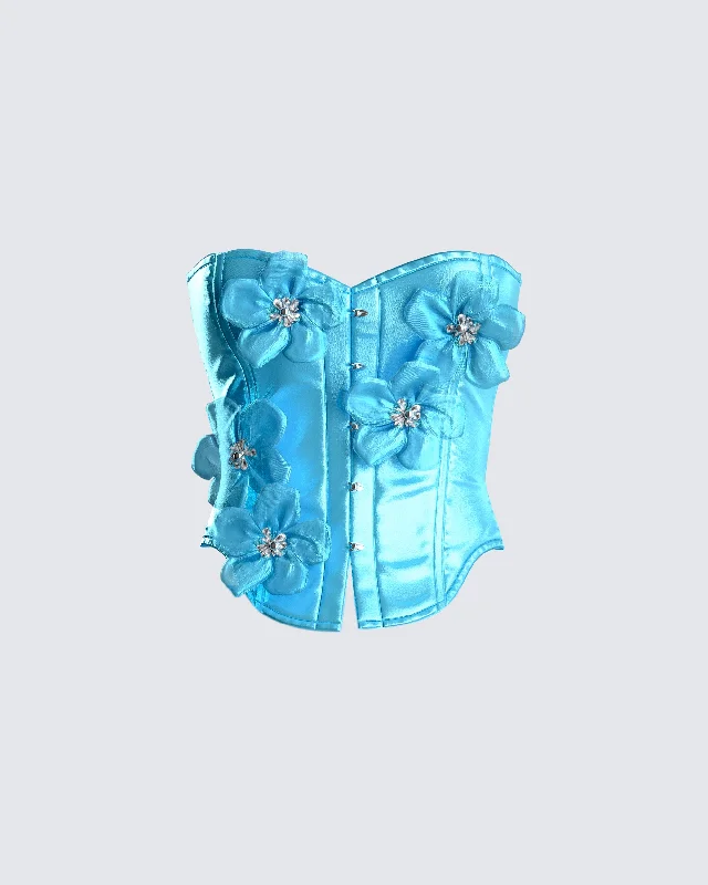 River Blue Flower Corset Top