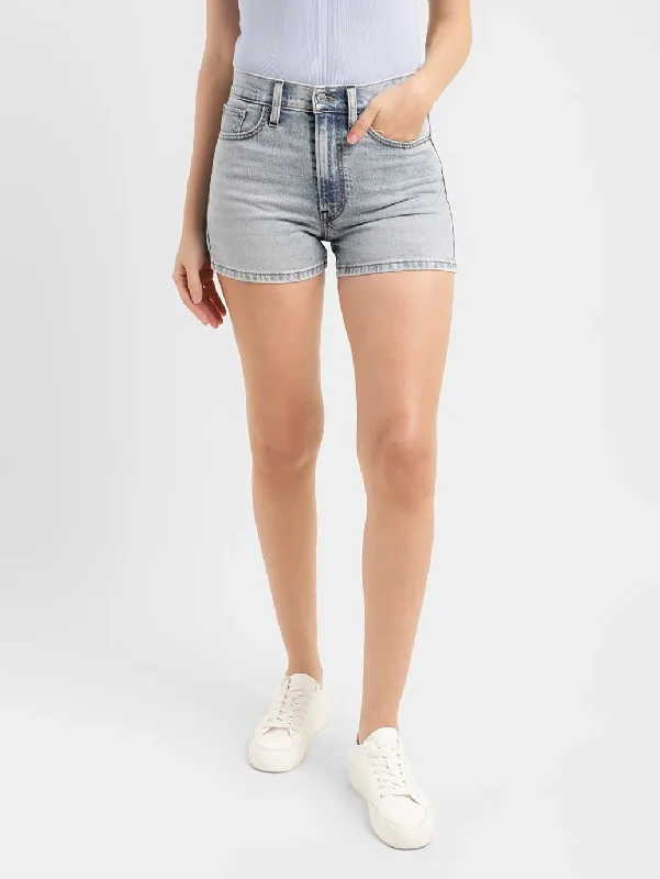 Free PeopleWomen's High Rise Light Indigo Regular Fit Denim Shorts