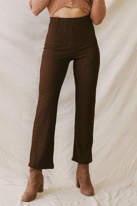 RompersBrown Ribbed High Waist Fitted Pants /3-2-1