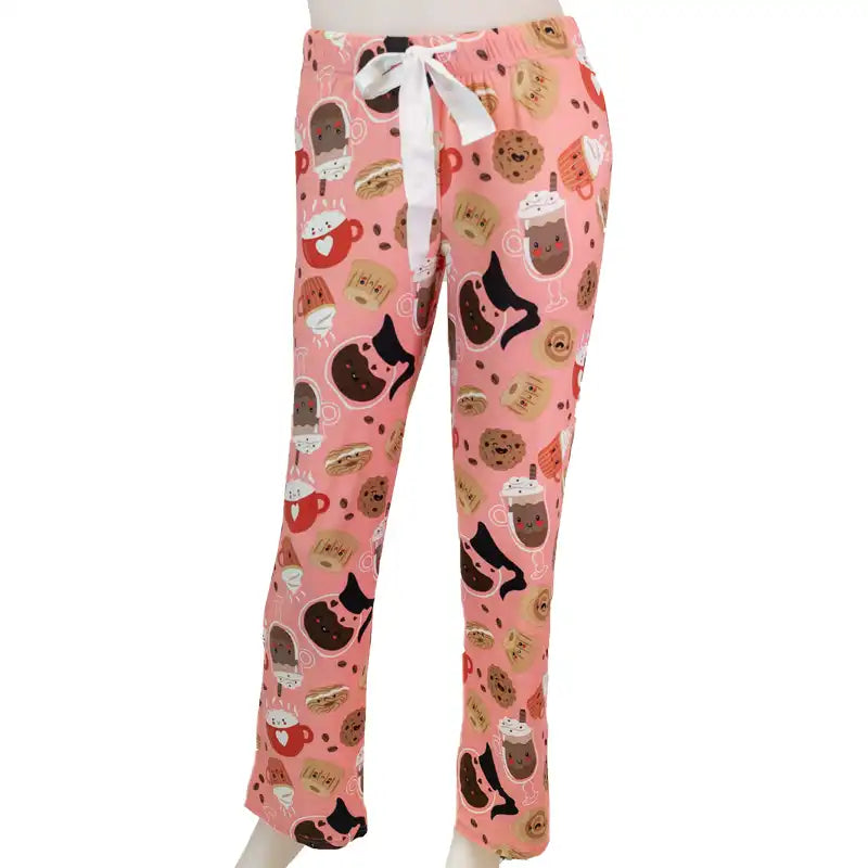 High-waistedDKR Women's Coral Coffee Sleep Pants