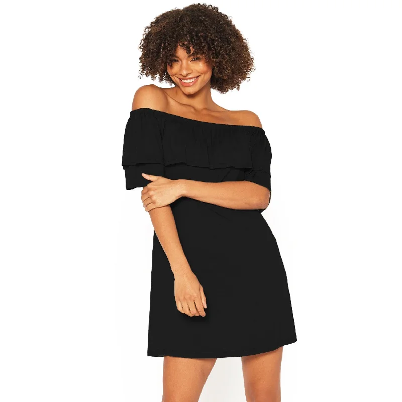 Women's Basic Off Shoulder Midi DressOne-shoulder Dress