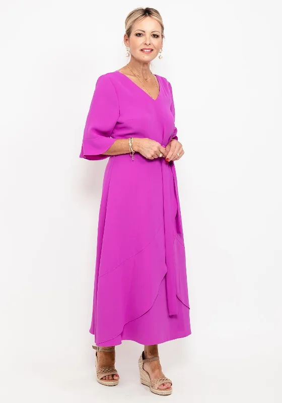 Lizabella Ruffle Drape Maxi Dress, FuchsiaThermal Dress