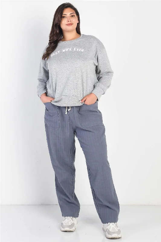 Junior Plus Heather Grey "Best Wife Ever" Long Sleeve Top /3-2-1