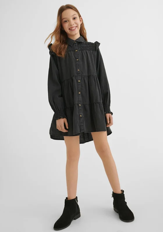 Mayoral Older Girl Denim Shirt Dress, BlackOff-the-shoulder Dress