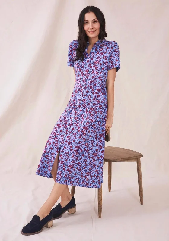 White Stuff Rua Jersey Midi Dress, Blue MultiCheerleader Dress