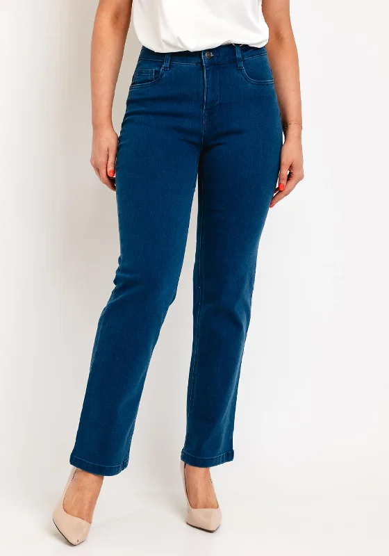 Workwear denimFransa Elli Luxe Straight Leg Jeans, Mid Blue Denim