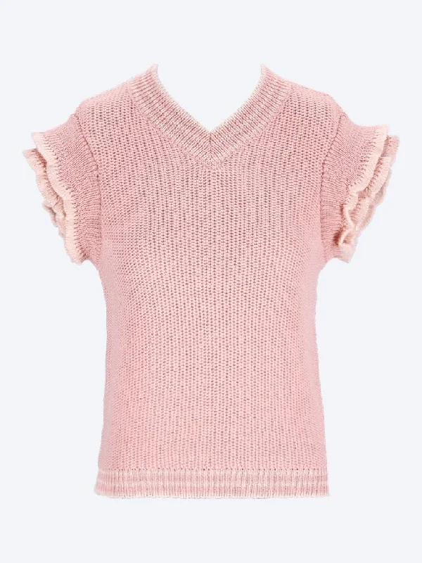 Ruffle crewneck sweaterKnitted Vest