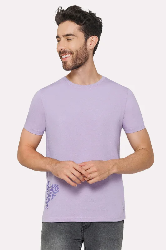 Enhance Men's Printed Crew Neck Casual T-Shirt - Lilac - TS34Athletic Shirts