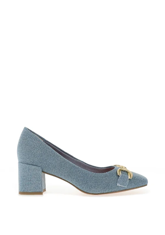 J.CrewMarco Tozzi Faux Suede Slip On Heeled Shoes, Denim