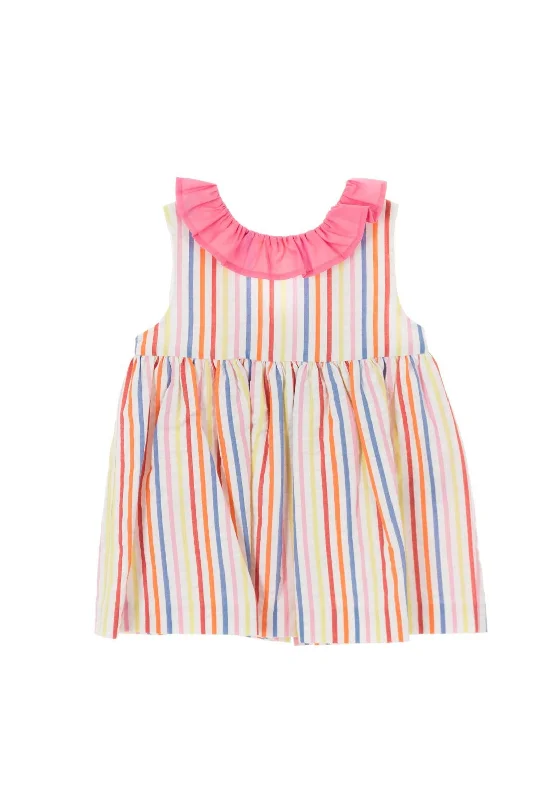 Sardon Girl Striped Bow Dress, MultiFleece-lined Dress