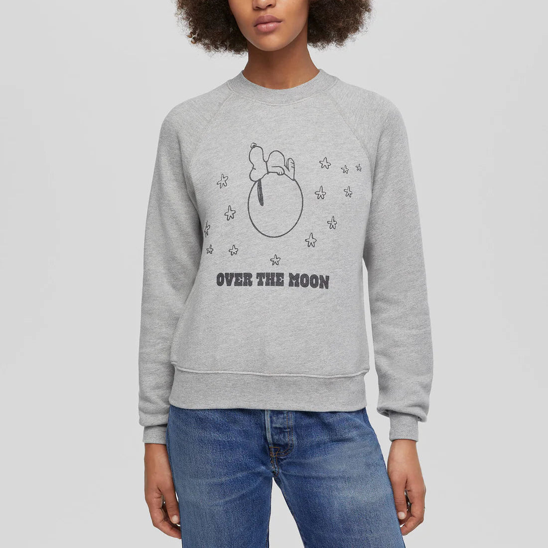 Classic Crewneck Snoopy Moon (Heather Grey)Knit Loose