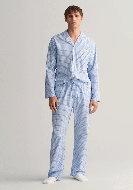 Gant Checked Pyjama Set, Capri Blue