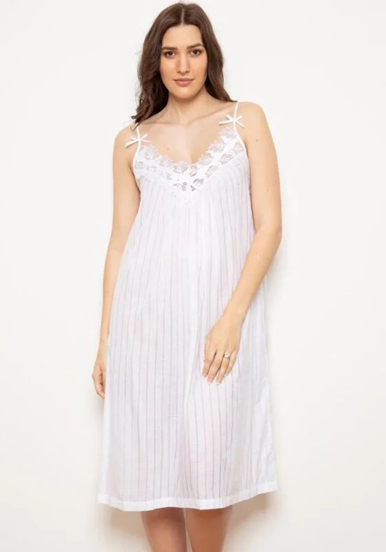 Cottonreal Beti Cotton Strappy Nightdress, WhiteCrinoline Dress