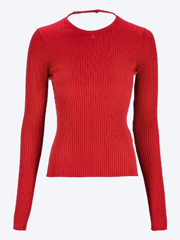 Lingerie strap rib knit sweaterKnit Shirt