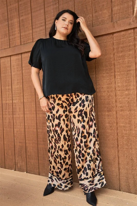 Swim TrunksPlus Size Combo Print Satin High-Waisted Pants /3-2-1