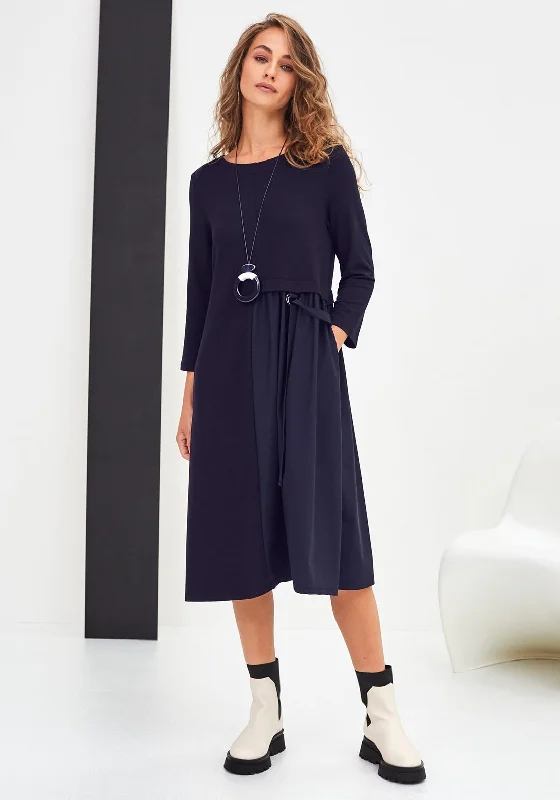 Naya Jersey Contrast Panel Material Midi Dress, NavyBusiness Dress