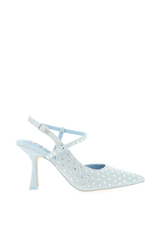 DenimMenbur Quirino Diamante Denim Heeled Shoes, Jeans