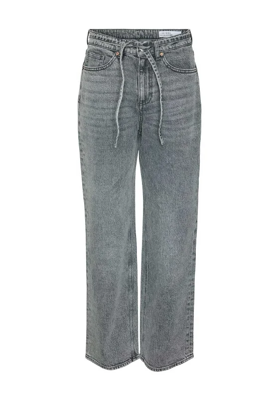 Work clothVero Moda Tessa Belted Wide Leg Jeans, Medium Grey Denim