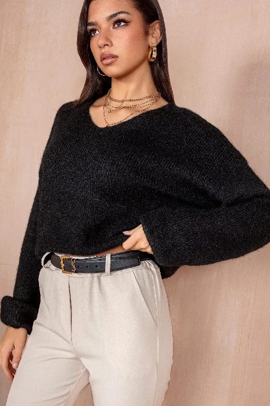 Lucille Black Soft Knit JumperKnit Beaded