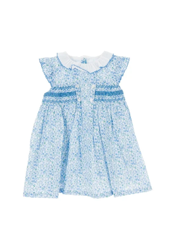 Sardon Girl Petal Print A-Line Dress, BlueReflective Dress