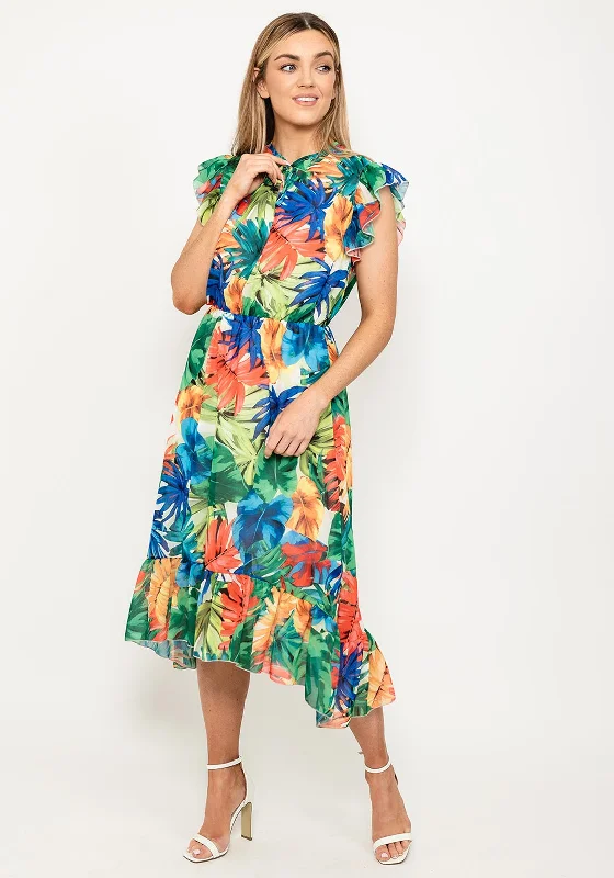 Seventy1 Tropical Floral Midi Dress, Blue MultiHigh-visibility Dress