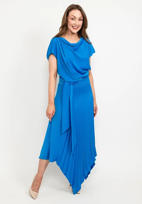 Kevan Jon Mila Pleat Drape Maxi Dress, New BlueA-line Dress