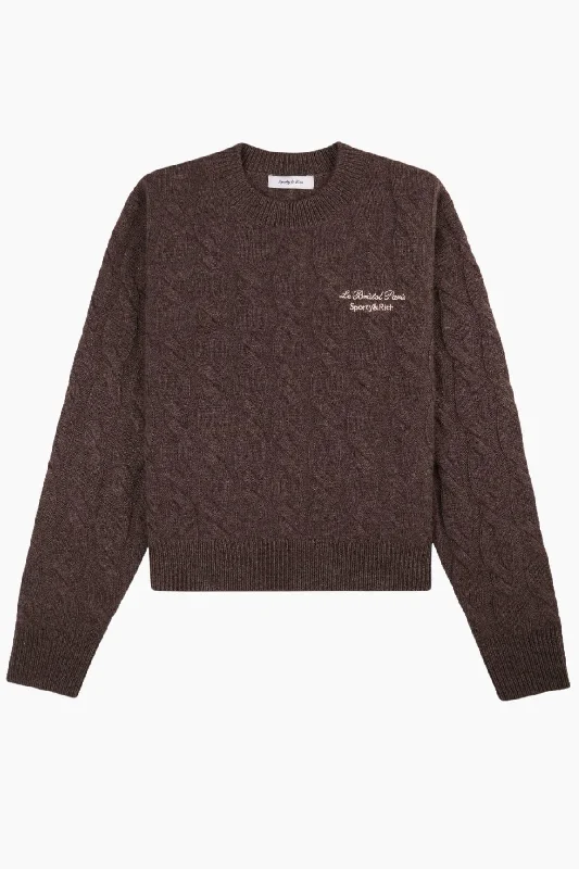 Sporty & Rich Faubourg Cashmere Jumper - Chocolate/ CreamKnit Heavyweight