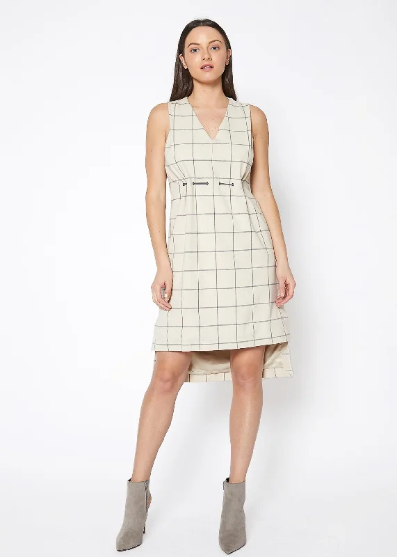 Window Pane Plaid High Low Sleeveless DressDance Dress