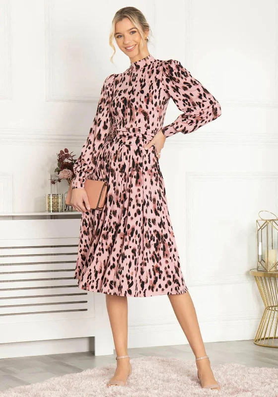 Jolie Moi Kathryn Long Sleeve Midi Dress, PinkReflective Dress