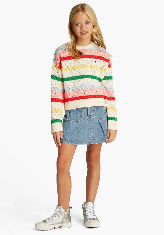 Tommy Hilfiger Girls Knit Long Sleeve Jumper, MultiKnitted Tee