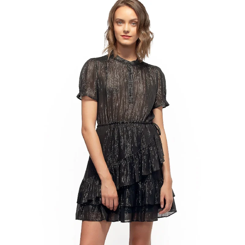 Women's Lurex Yoryu Ruffle Dress In BlackShift Dress