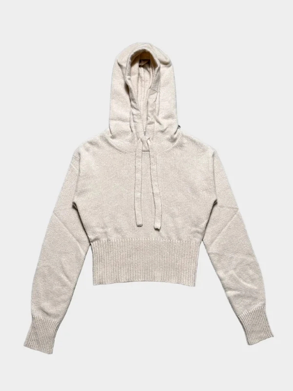 Crop Soft Cashmere HoodieKnit Cable